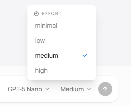 Ada reasoning setting menu