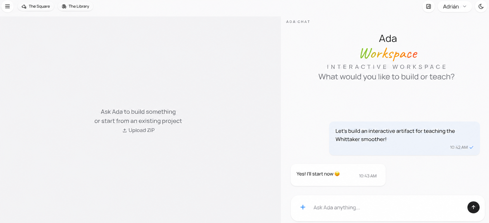 Ada workspace layout